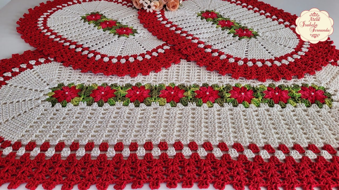 Jogo de Cozinha Oval Gisele Com Flores 🌺  Passadeira - Passo a Passo Completo