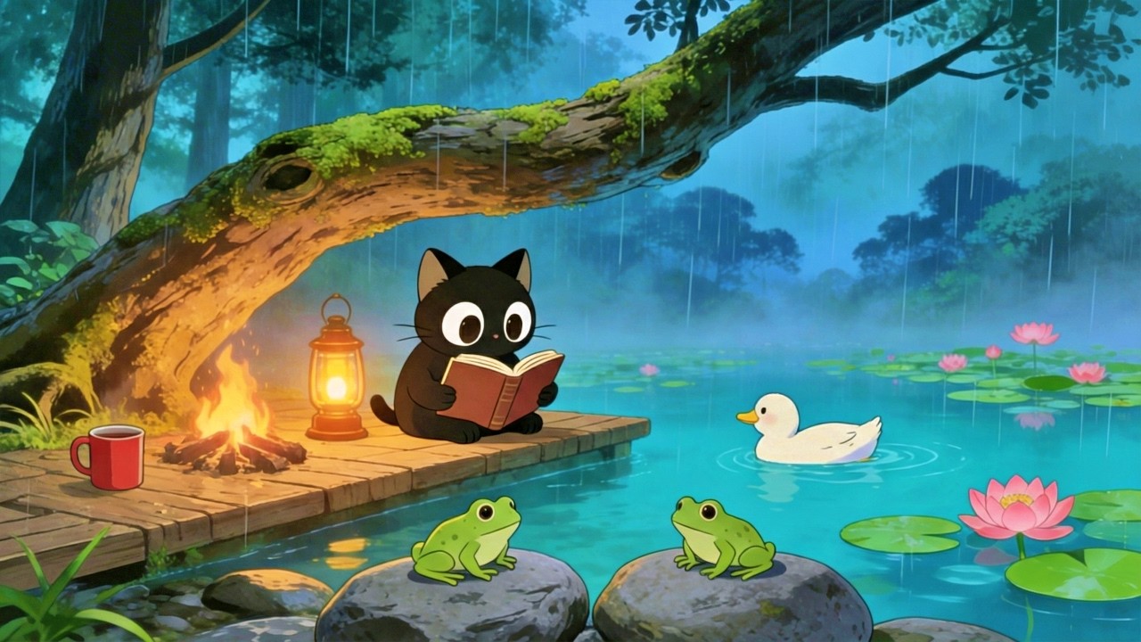 Let the world fade away for a while. 🌧️ Cozy Rainy Pond Lo-fi for Study, Focus