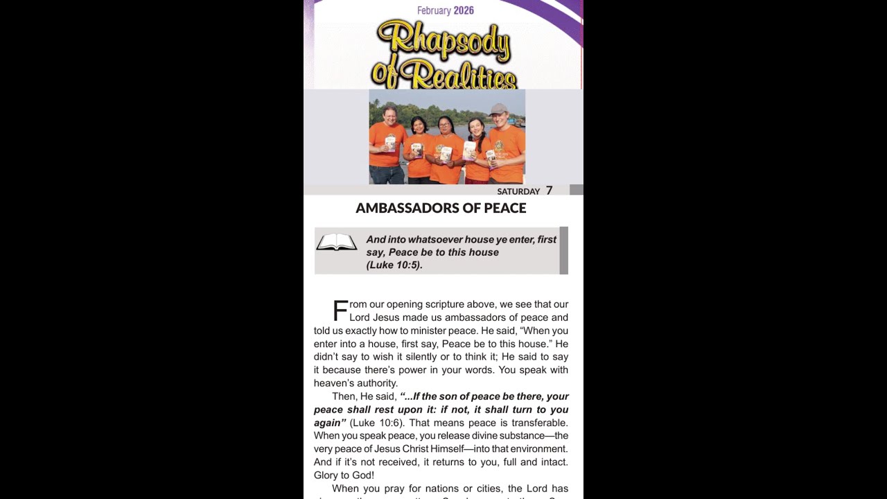 Rhapsody of Realities | Saturday 7TH February 2025. | AMBASSADORS OF PEACE