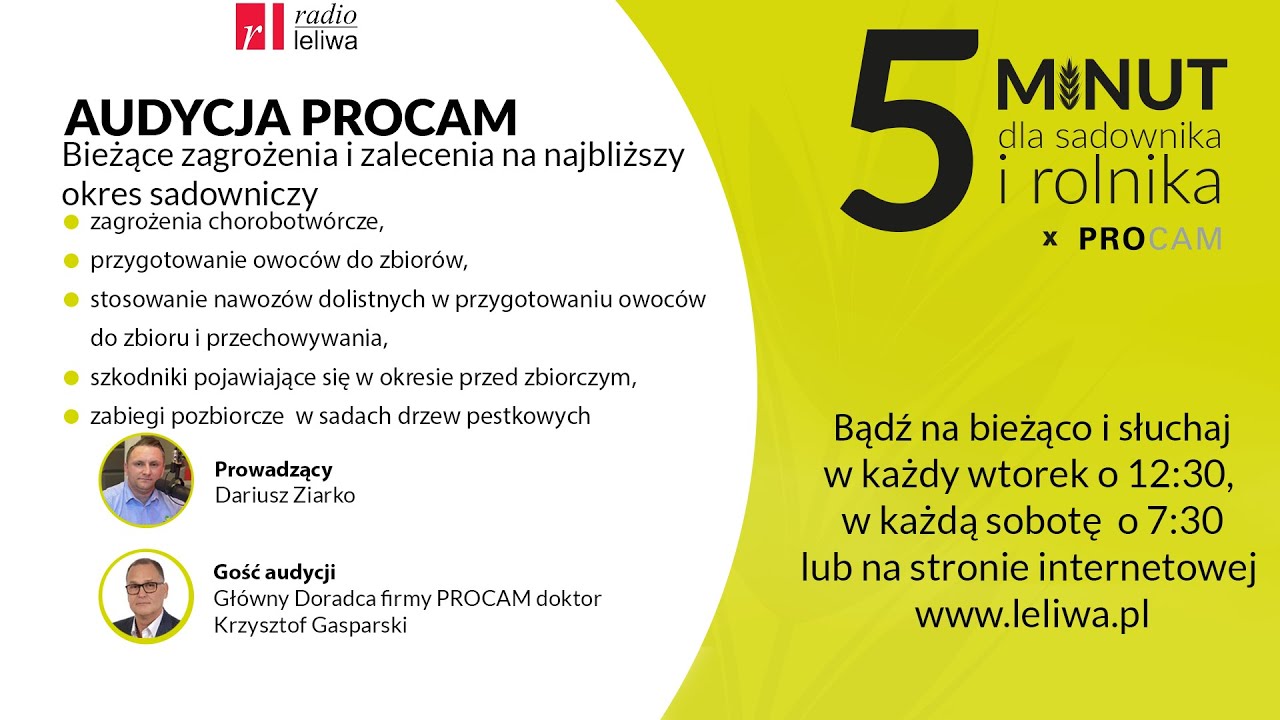 Bieżące zagrożenia i zalecenia na najbliższy okres sadowniczy- zagrożenia chorobotw&oacute;rcze - audycja.