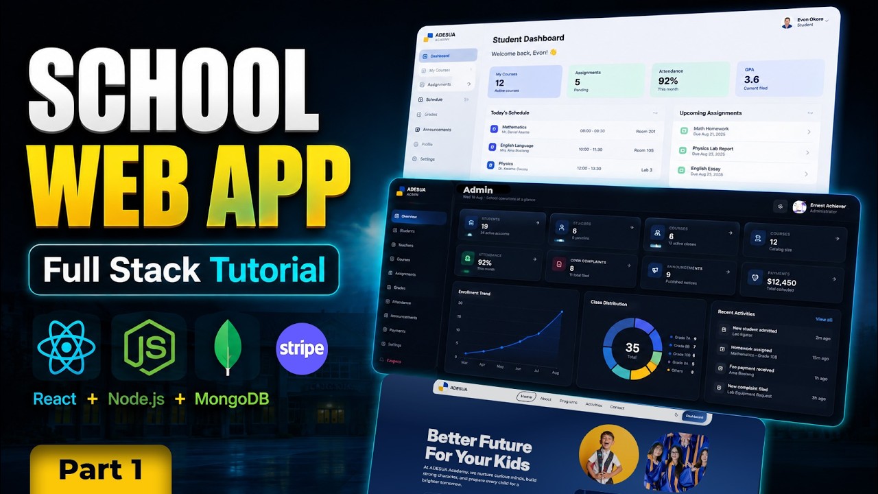 Build & Deploy a Complete School Web App with React Express MongoDB - Students & Admin Dashboards