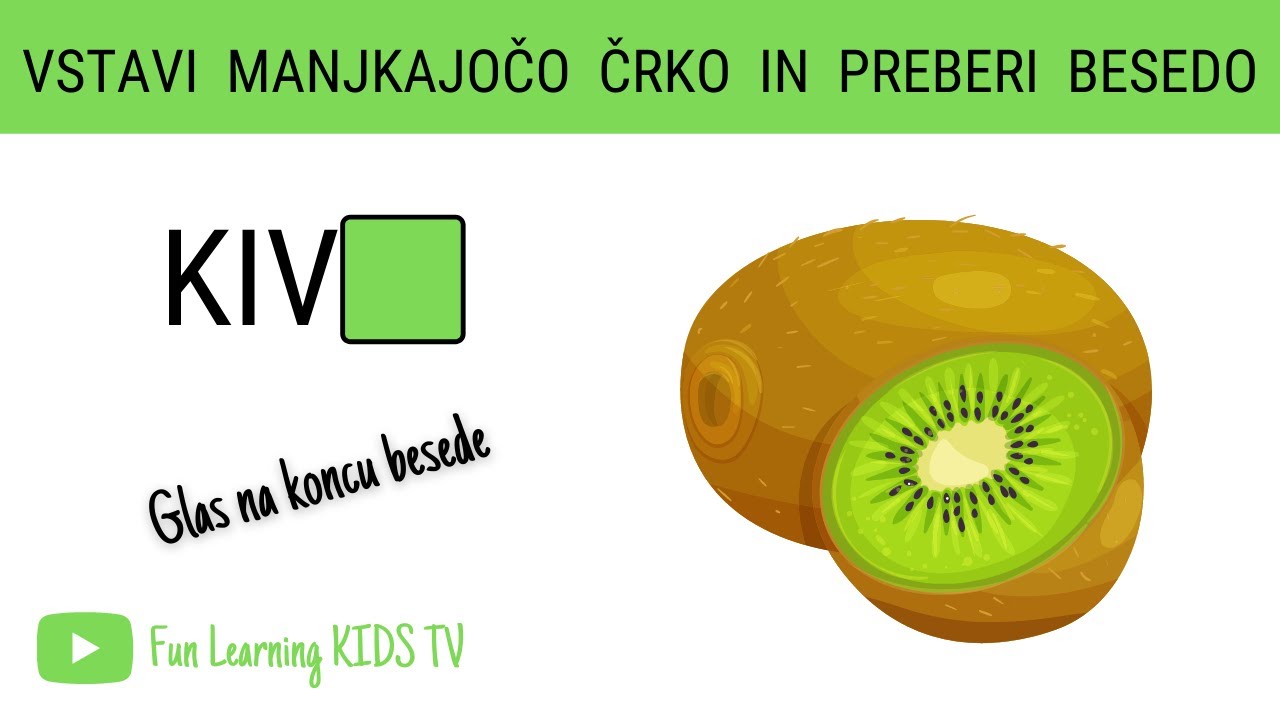Vstavi manjkajočo črko in preberi besedo | Glas na koncu besede | Sloven&scaron;čina | Branje besed