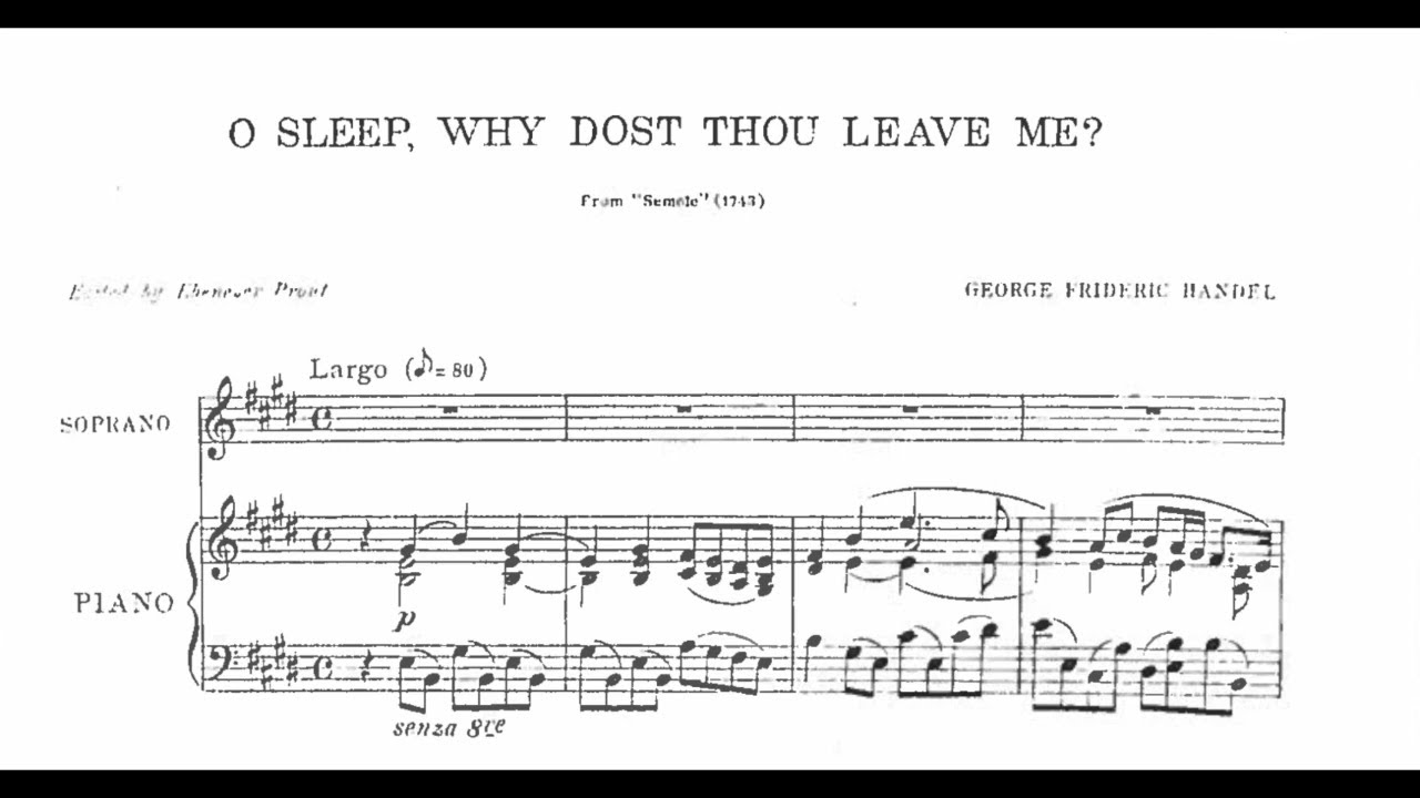 O Sleep Why Dost Thou Leave Me (G. F. Handel) - E Major Piano Accompaniment - Karaoke