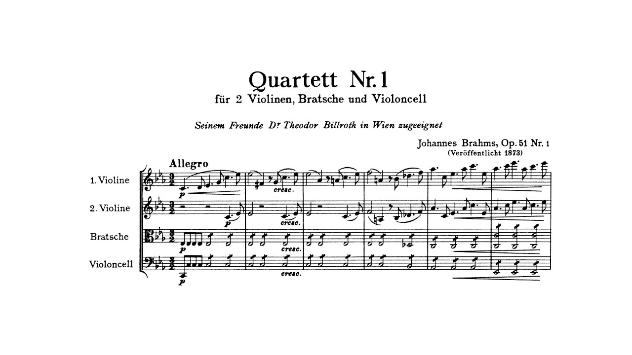 Brahms: String Quartet No. 1 in C minor, Op. 51 No. 1 (with Score)