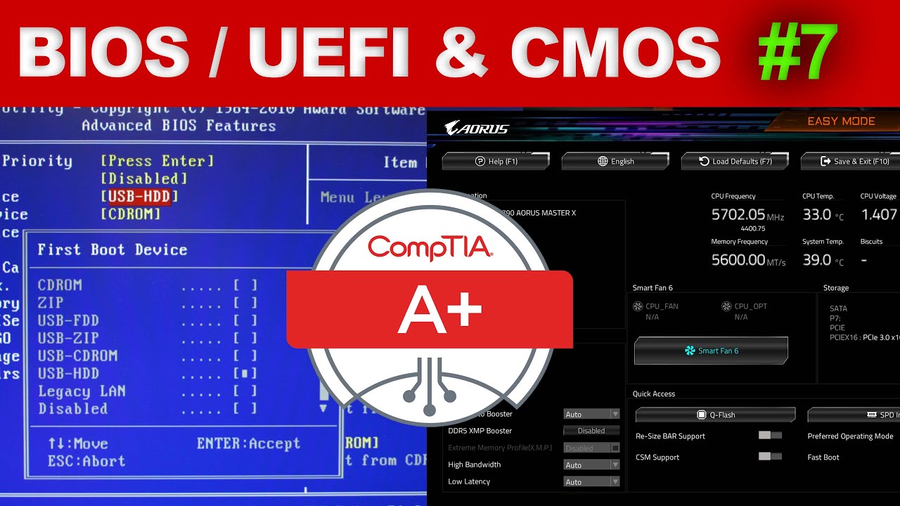 BIOS UEFI And CMOS Chip Explained | CompTIA A+ Core 1 Course