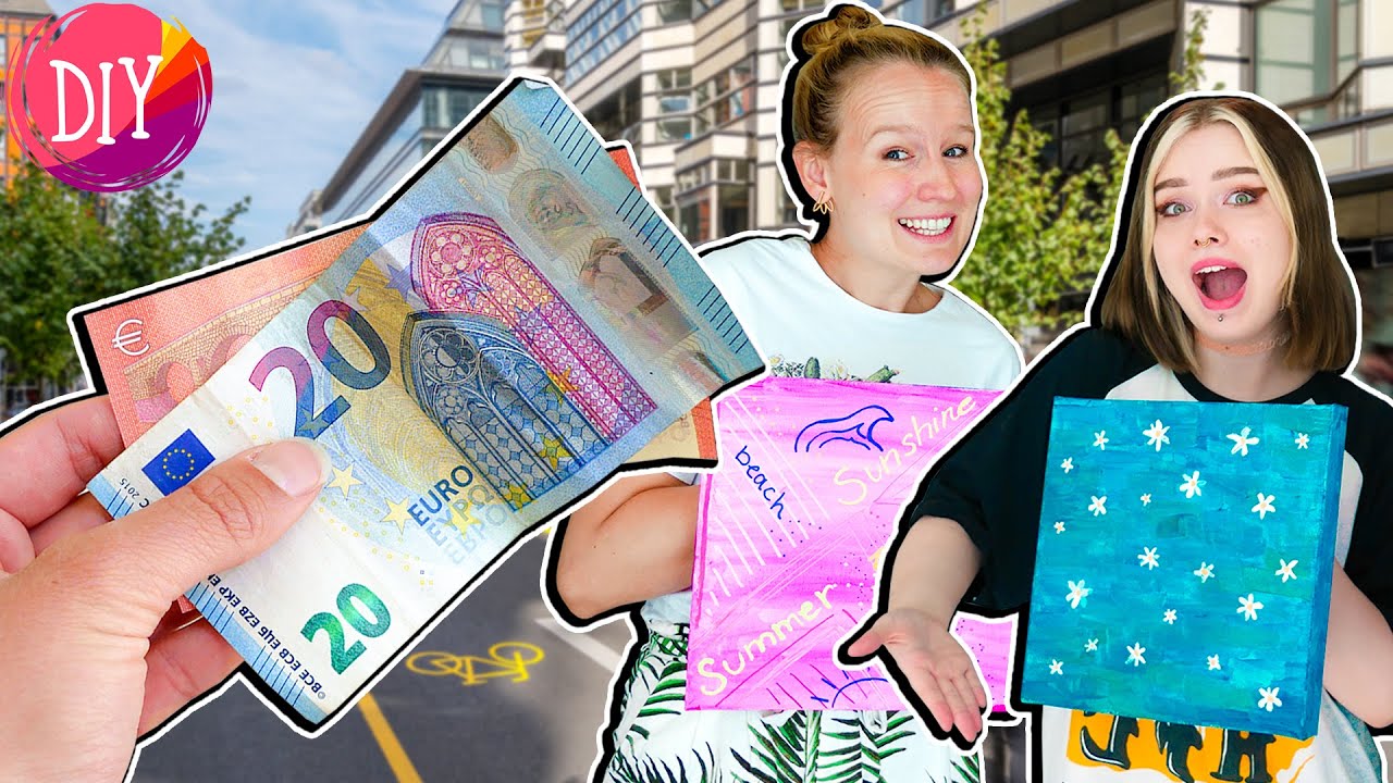 WIR VERKAUFEN KUNST AN FREMDE! DIY Malchallenge in 15 Minuten mit Katja & Kathi