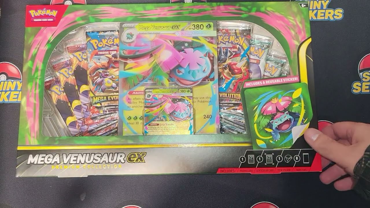 Mega Venusaur EX Premium Collection Unboxing! 8 Booster Packs + Lenticular Promo! 🌿🔥