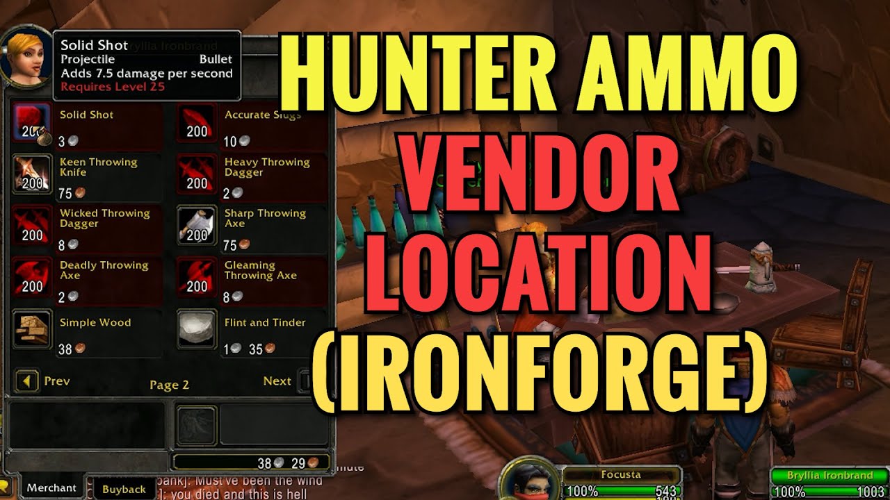 Ironforge Where To Buy Hunter Ammo (Bullets, Arrows) - WoW Classic