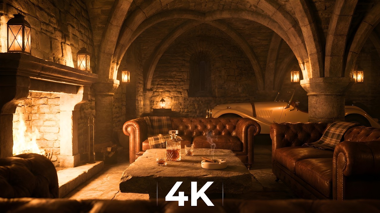 The Sovereign Stone Vault | Fireplace & Jazz | Cinematic AMVL 4K