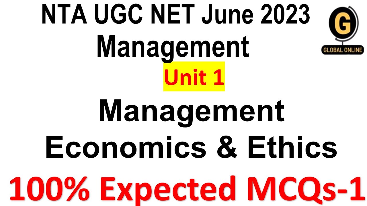 100 % Expected MCQs | NTA UGC NET June 2023 | Management | Unit 1|
