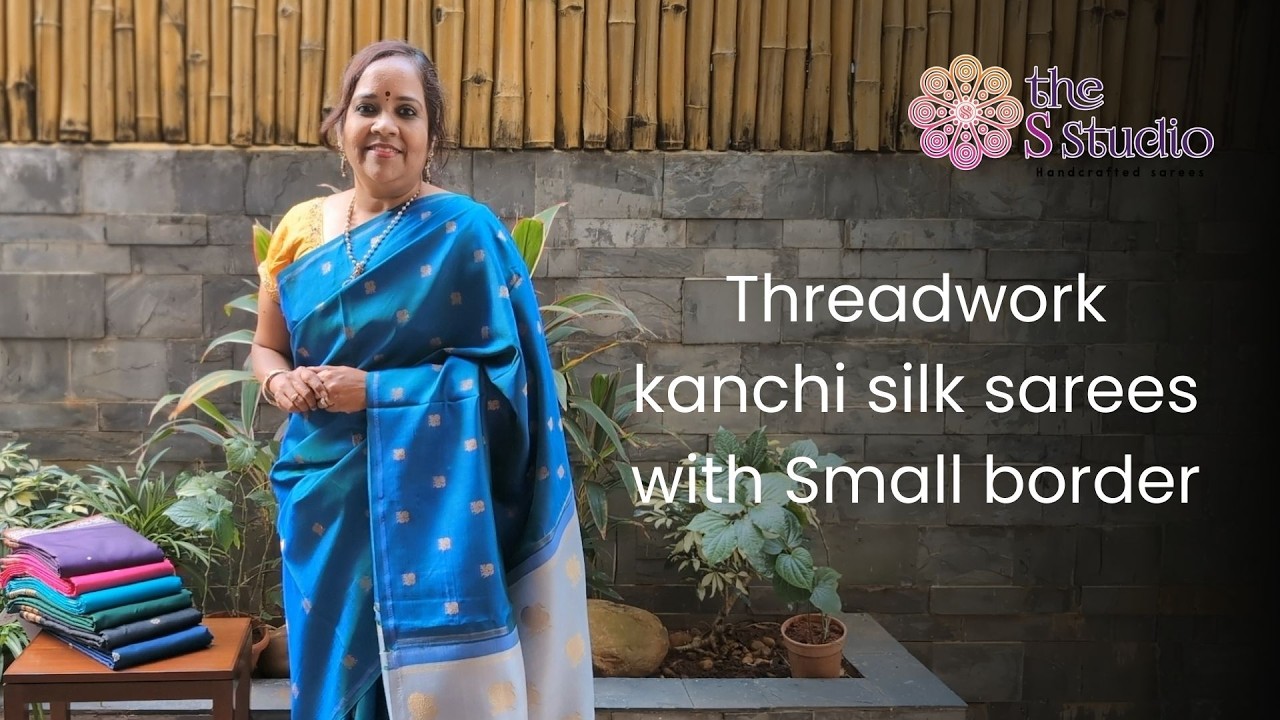 Threadwork Kanchipuram Silk Sarees with Small Border 😍| #kanchipuramsilksaree