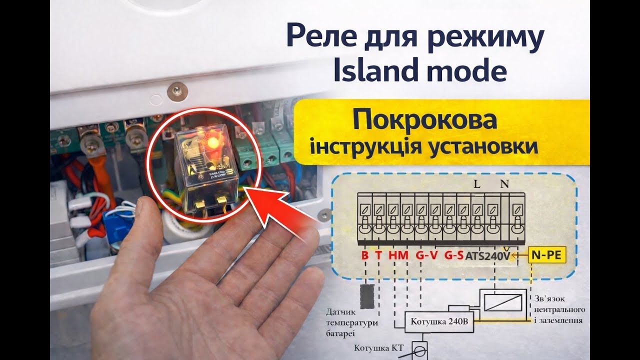 Підключення Реле до інвертора Deye для отримання чіткого нуля в острівному режимі (Іsland mode).