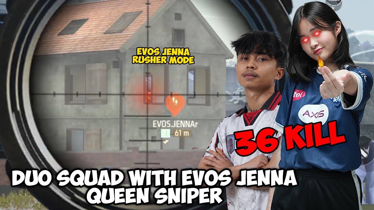 DUO VS SQUAD 🔥 WITH EVOS.JENNA KILL 36!