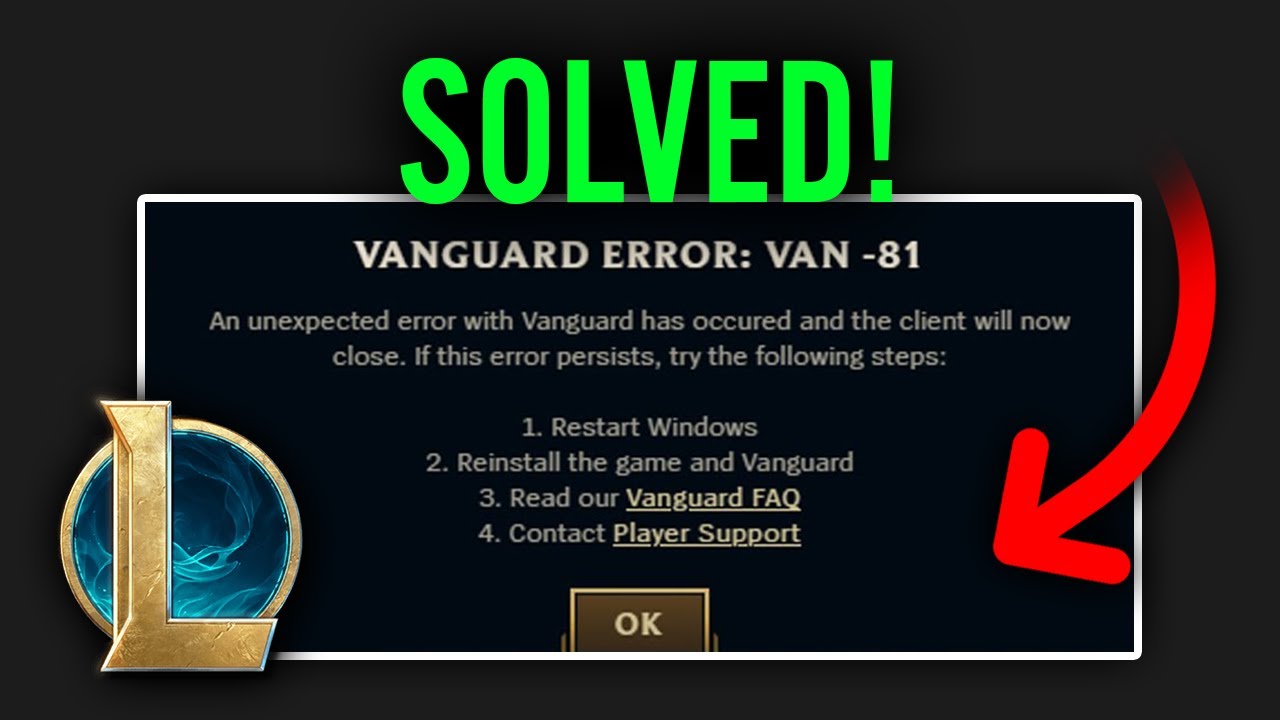 🔧Vanguard Error 81 FIXED! (Complete Guide - League of Legends)