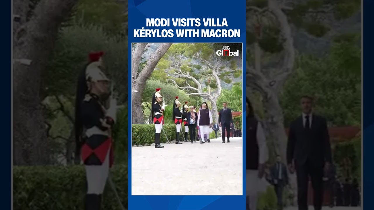 PM Modi Visits Historic Villa K&eacute;rylos in Nice, Welcomed by French President Macron