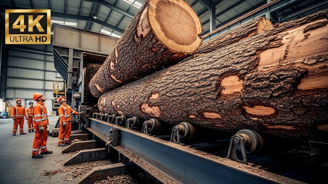 Precision Wood Manufacturing: Automated Sawing & Planing Process | ASMR (4K)