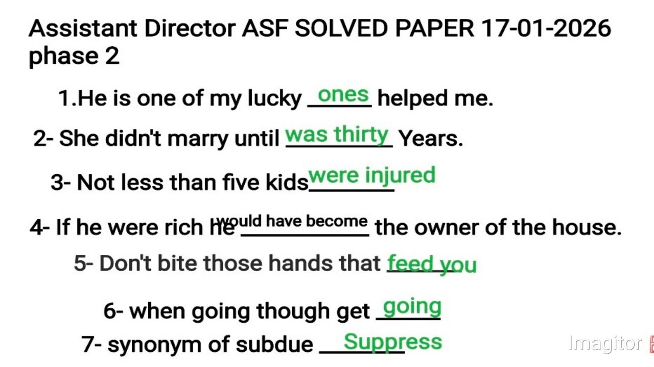 FPSC Assistant Director ASF SOLVED PAPER 17-01-2026