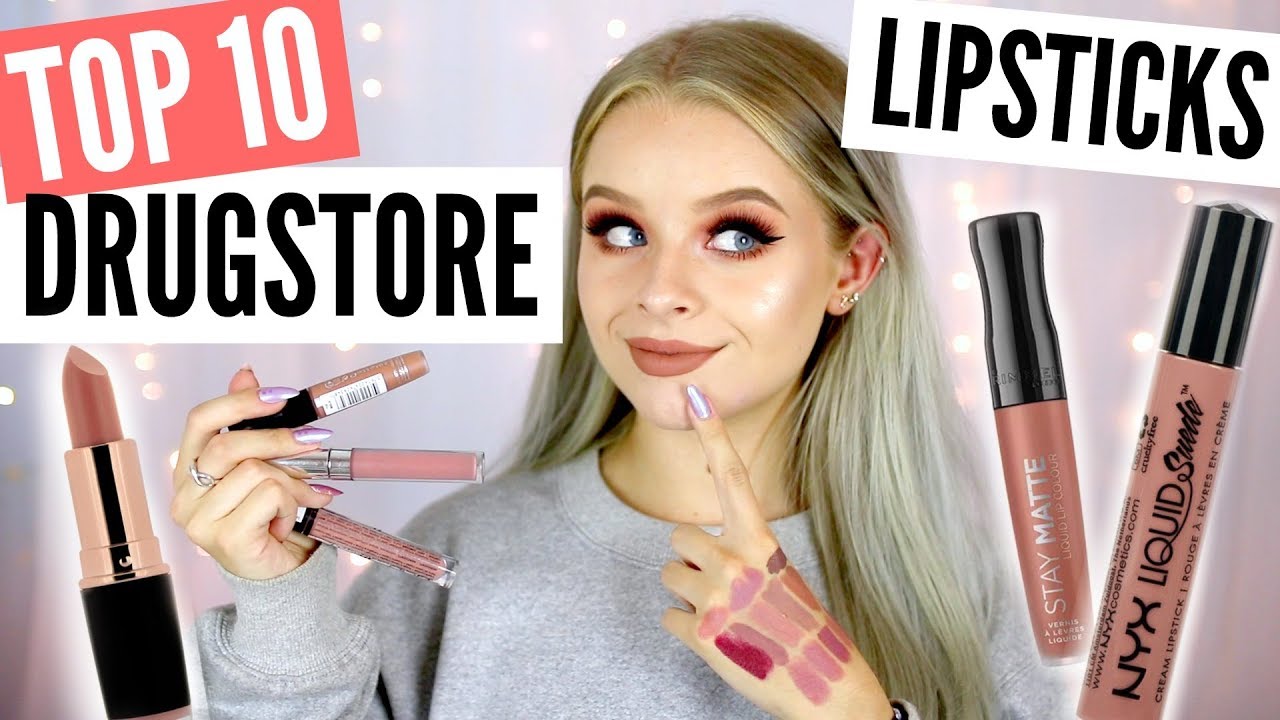TOP 10 DRUGSTORE LIPSTICKS!! | sophdoesnails