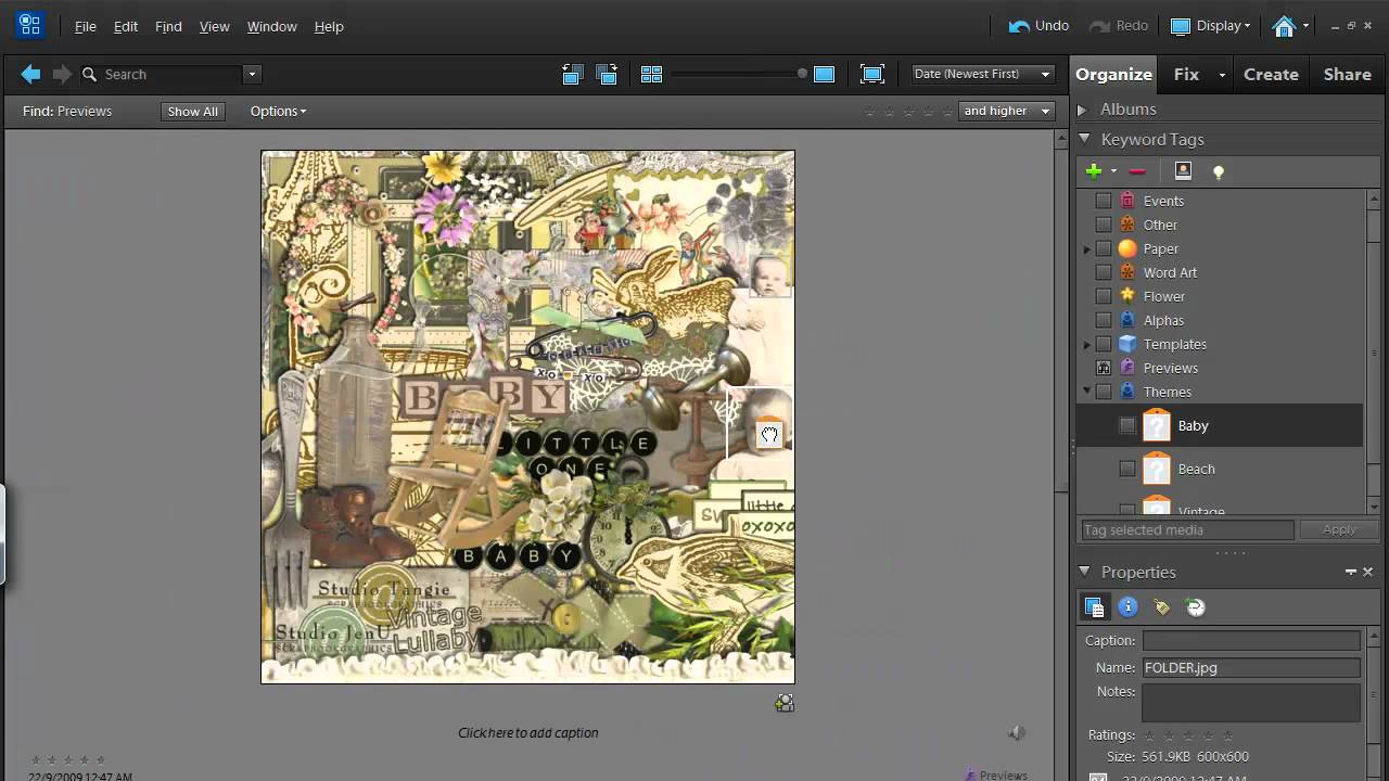 Organize your Digital Scrapbooking Supplies in Photoshop Elements Organizer
