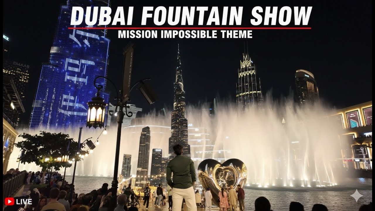 BHURJ KALIFA FOUNTAIN SHOW :Mission Impossible at the World's Tallest Fountain! 🕵️‍♂️🔥