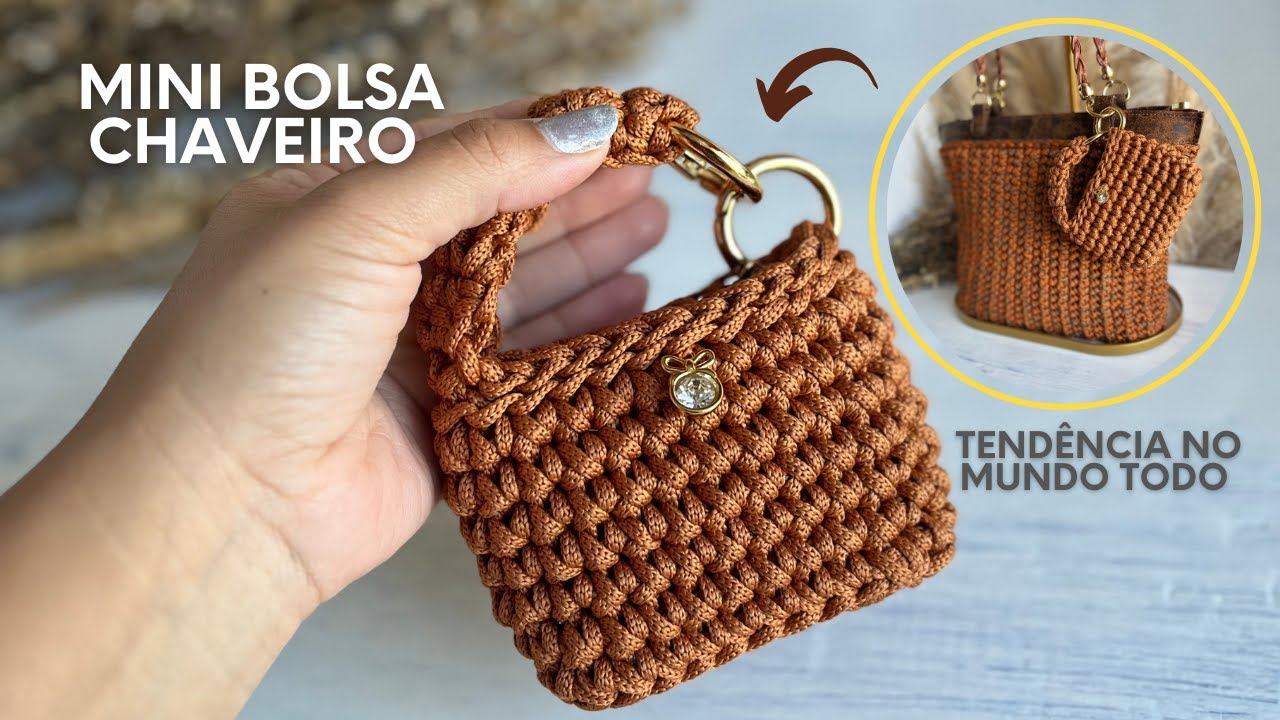 TENDÊNCIA Mini Bolsa Chaveiro de Crochê | Chaveiro de Crochê | Chaveiro para Bolsa