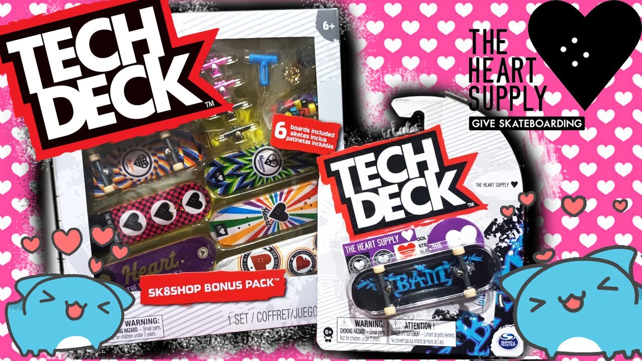 Tech Deck: Unboxing y Review de 1 Sk8shop Bonus Pack y 1 Patineta de The Heart Supply Skateboards