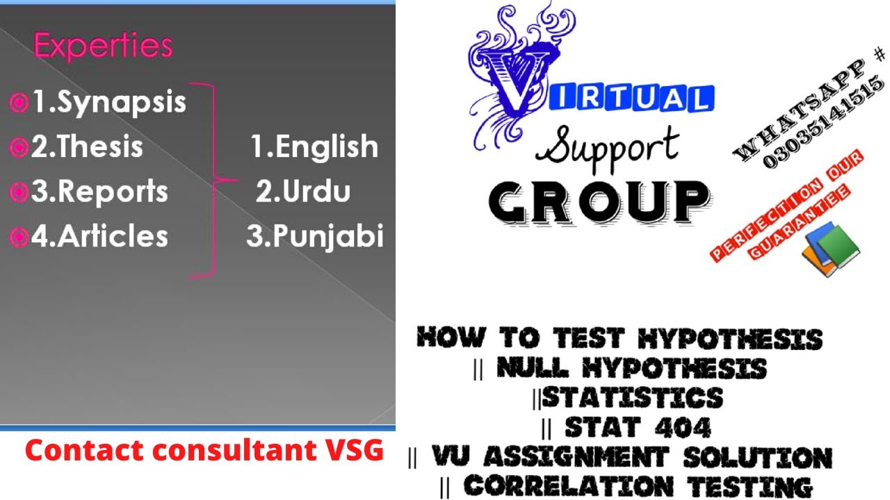 How to test Hypothesis || null ||statistics|| stat 404|| vu assignment solution,correlation testing