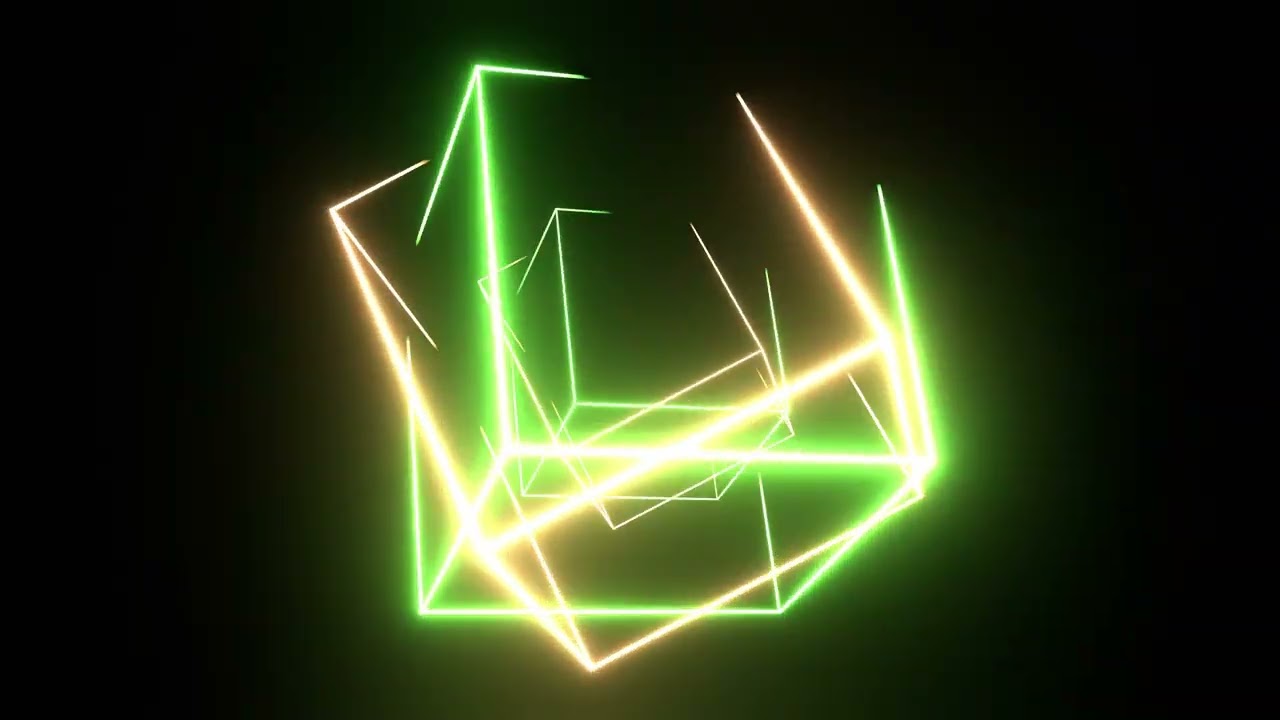 4K 60FPS Rotating Laser Cubes Glowing Geometric Lines Abstract Background Youtube New Neon