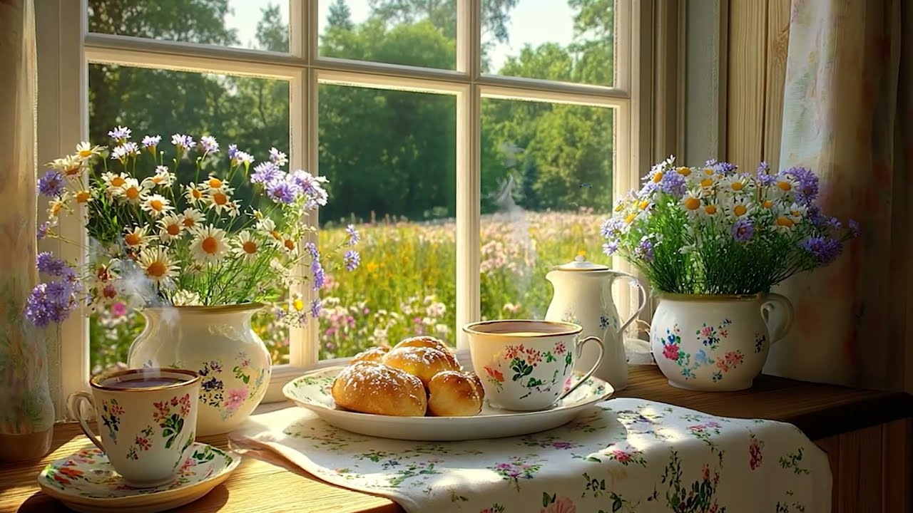 Enjoy a Delicious Breakfast with Spring Window ASRM Ambience - Soothing Birdsong, Fresh Air,...