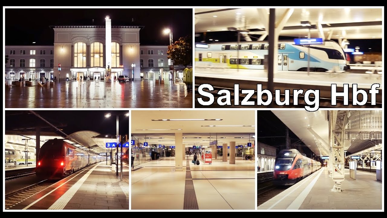 beautiful Salzburg train station / Busse und Z&uuml;ge beim Bahnhof Salzburg, Republik &Ouml;sterreich 2020