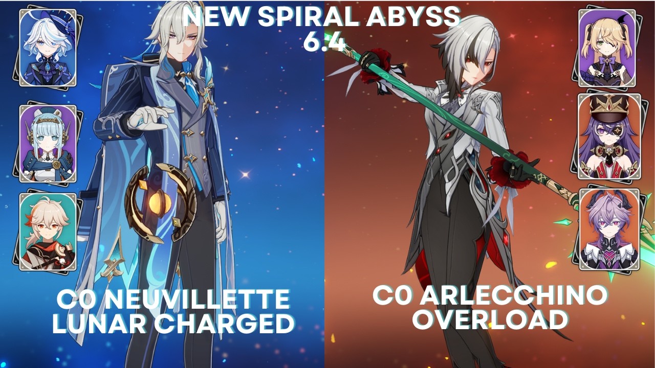 Spiral Abyss 6.4 C0 Neuvillette Lunar Charged and C0 Arlecchino Overload