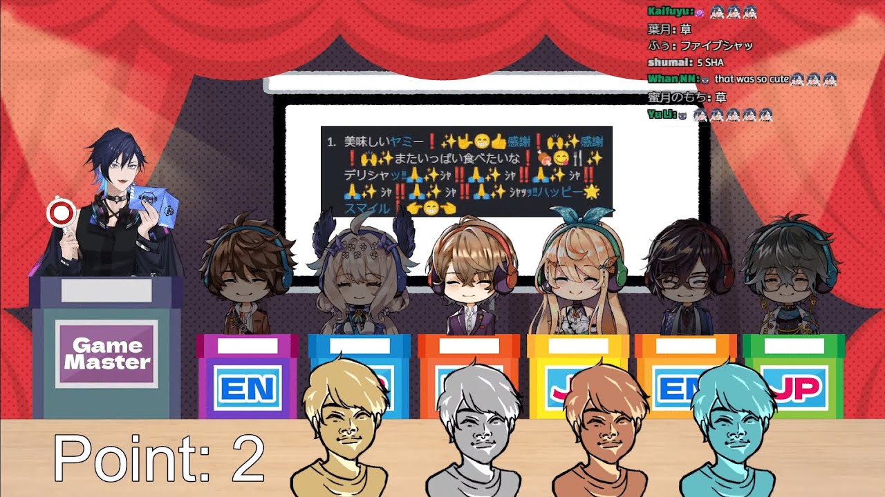 Enna, Kagami, Pomu and Akira embarassed about a JP meme in the telephone game [Nijisanji Eng Sub]