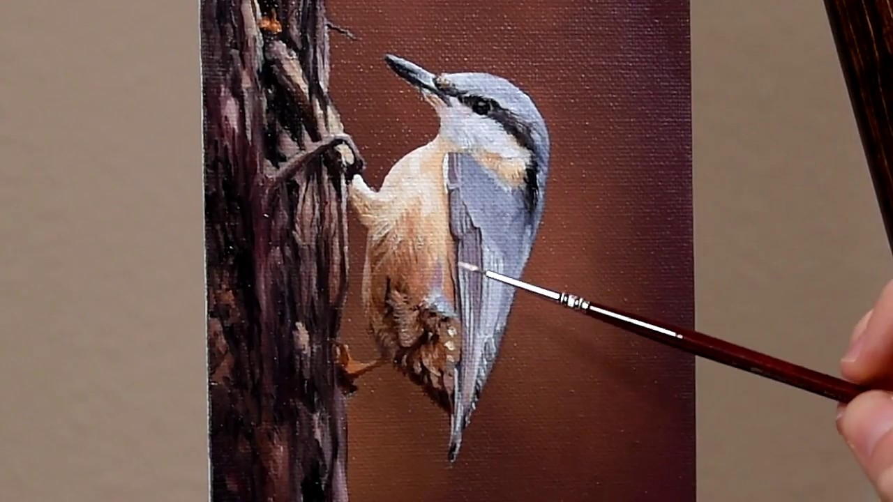 Oil Painting Demo - Nuthatch - 5