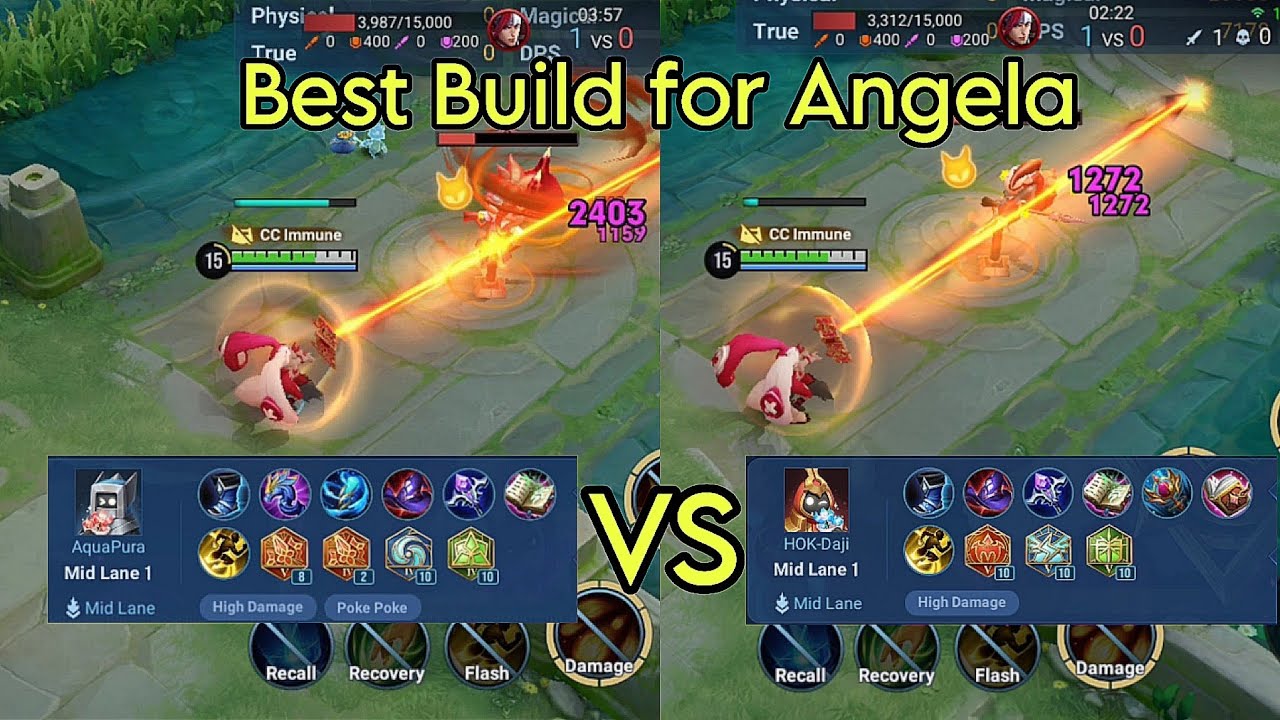 Honor of Kings Angela Best Build|High Magic Damage|HOK-Daji vs AquaPura Build Comparison for Angela