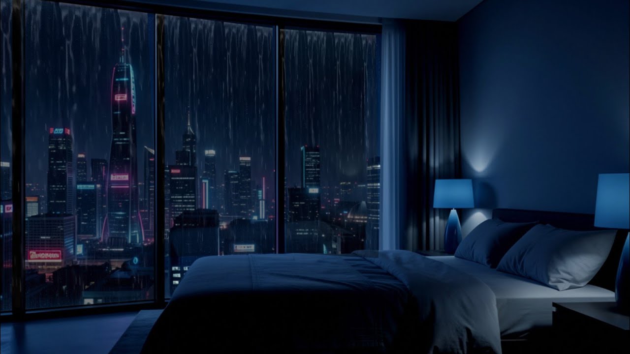 Rain Ambience for Sleep 🌙 Cozy Bedroom in the City (1 Hour)