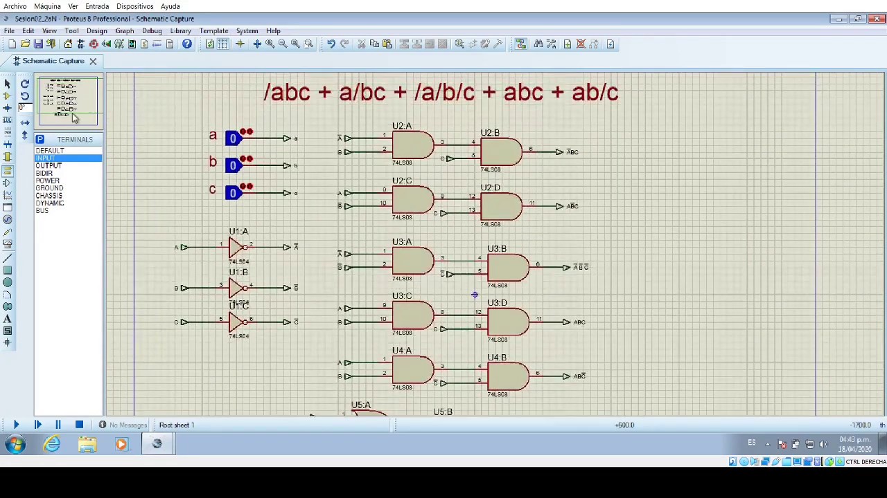 Uso etiquetas INPUT/OUTPUT Proteus