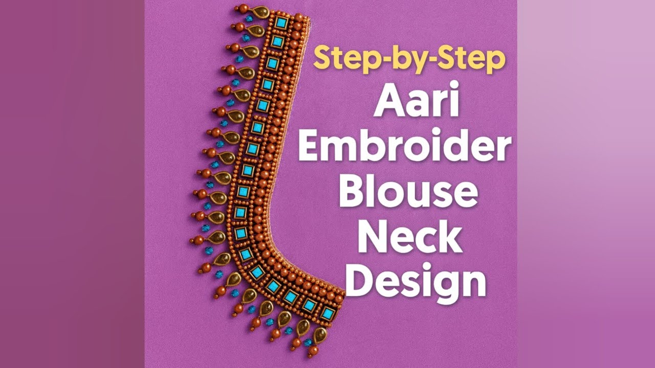 Aari embroidery blouse neck design#latest Aari blouse design  #HandEmbroidery #BeadWork #StoneWork  