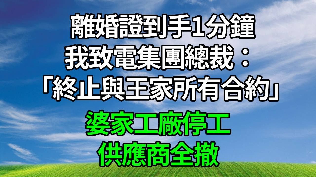離婚證到手1分鐘，我致電集團總裁：「終止與王家所有合約！」婆家工廠停工，供應商全撤。#生活經驗