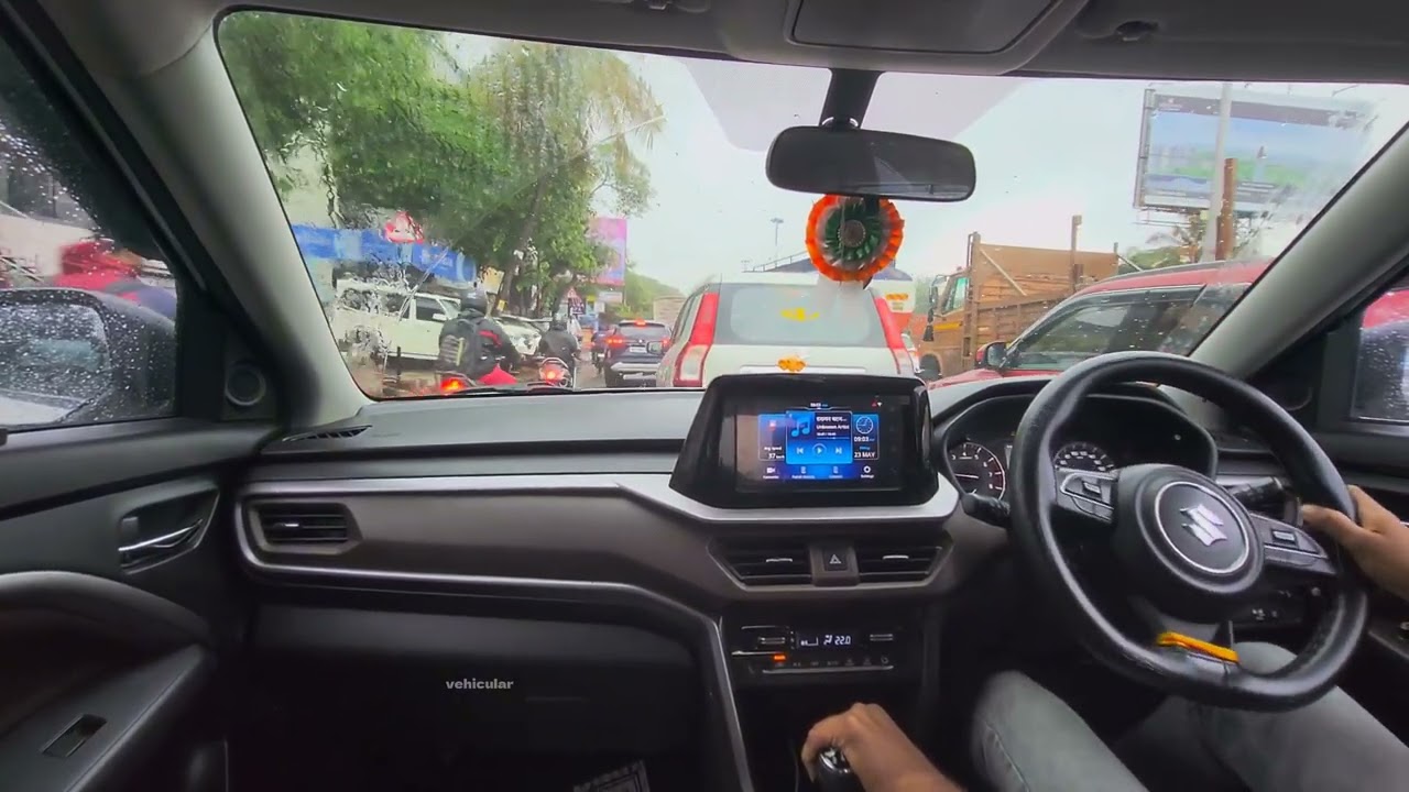 Maruti suzuki brezza pov drive asmr in city on rainy day ❤️🔥