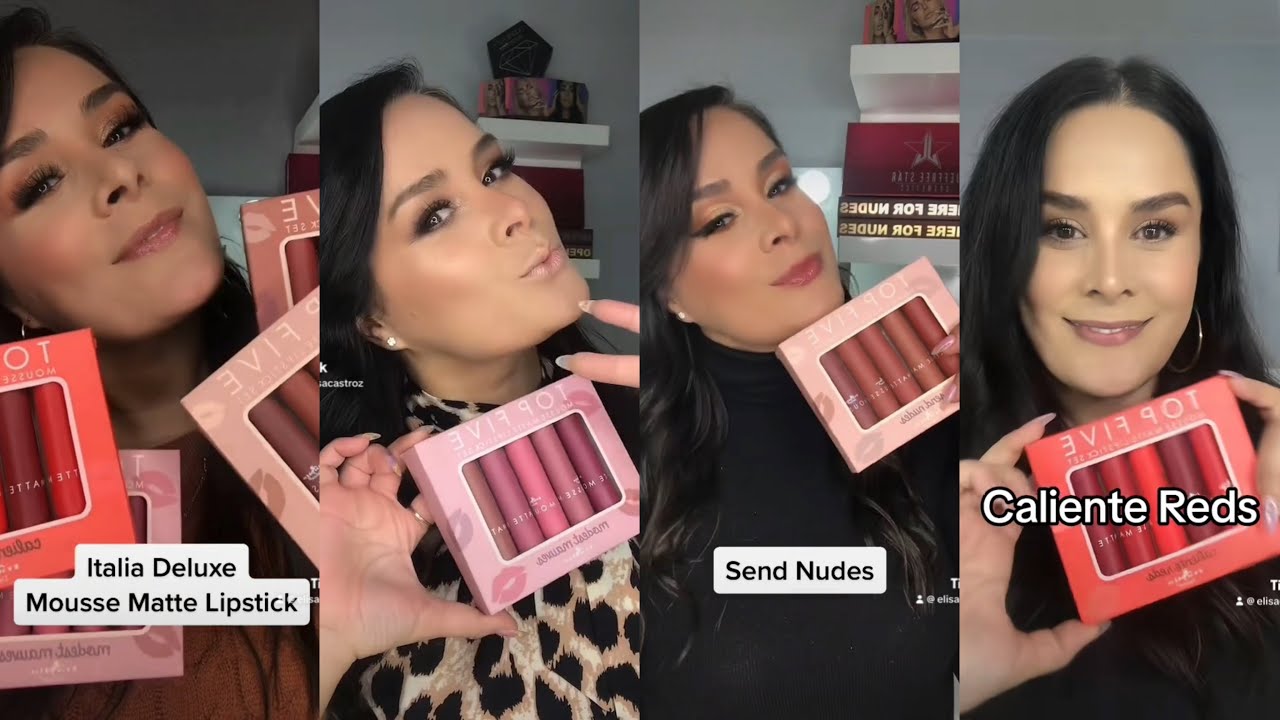 ITALIA DELUXE labiales Mousse Matte SWATCHES en labios de TODOS los tonos!!😍 COLECCI&Oacute;N COMPLETA!!