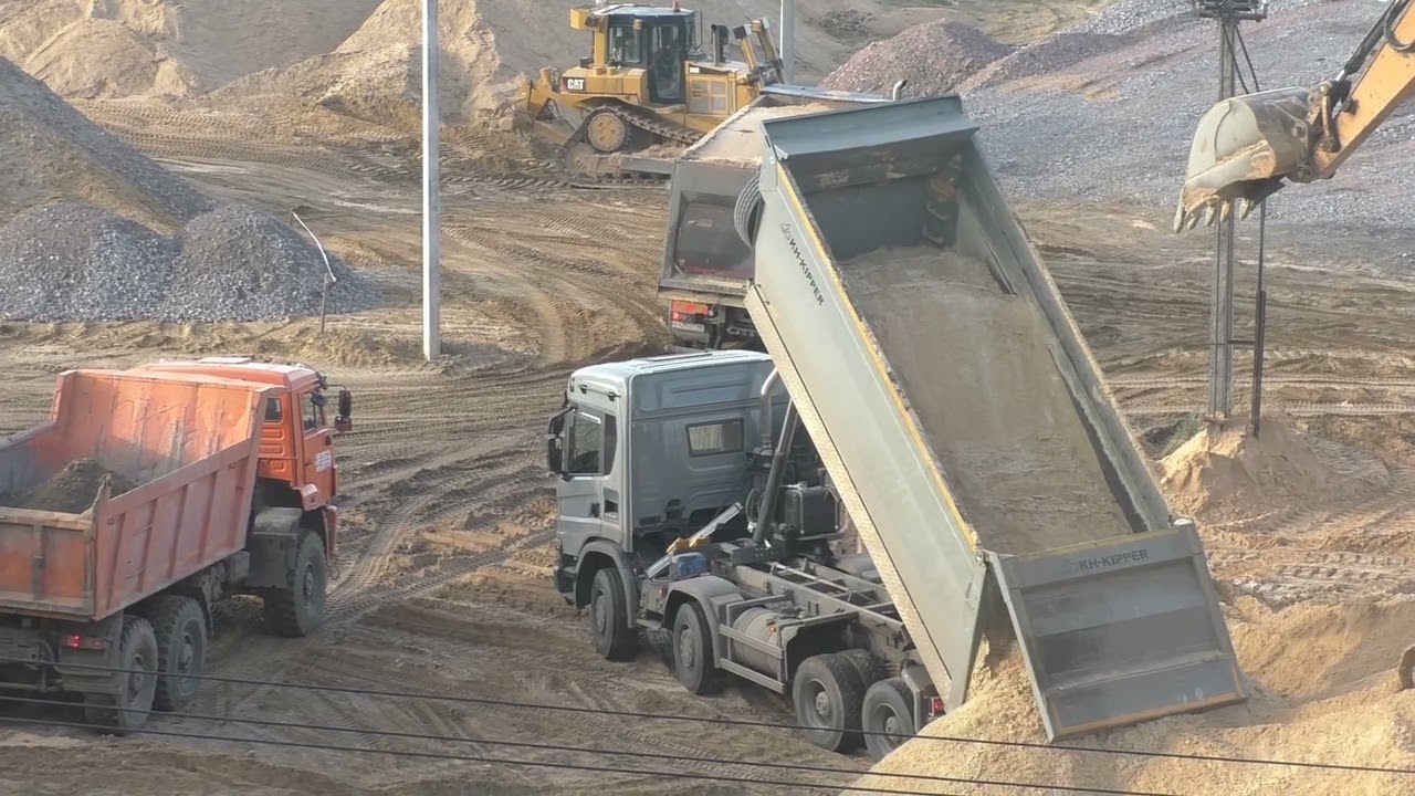 Разгрузка самосвала Scania G440 XT 8x4 KH-Kipper часть 3