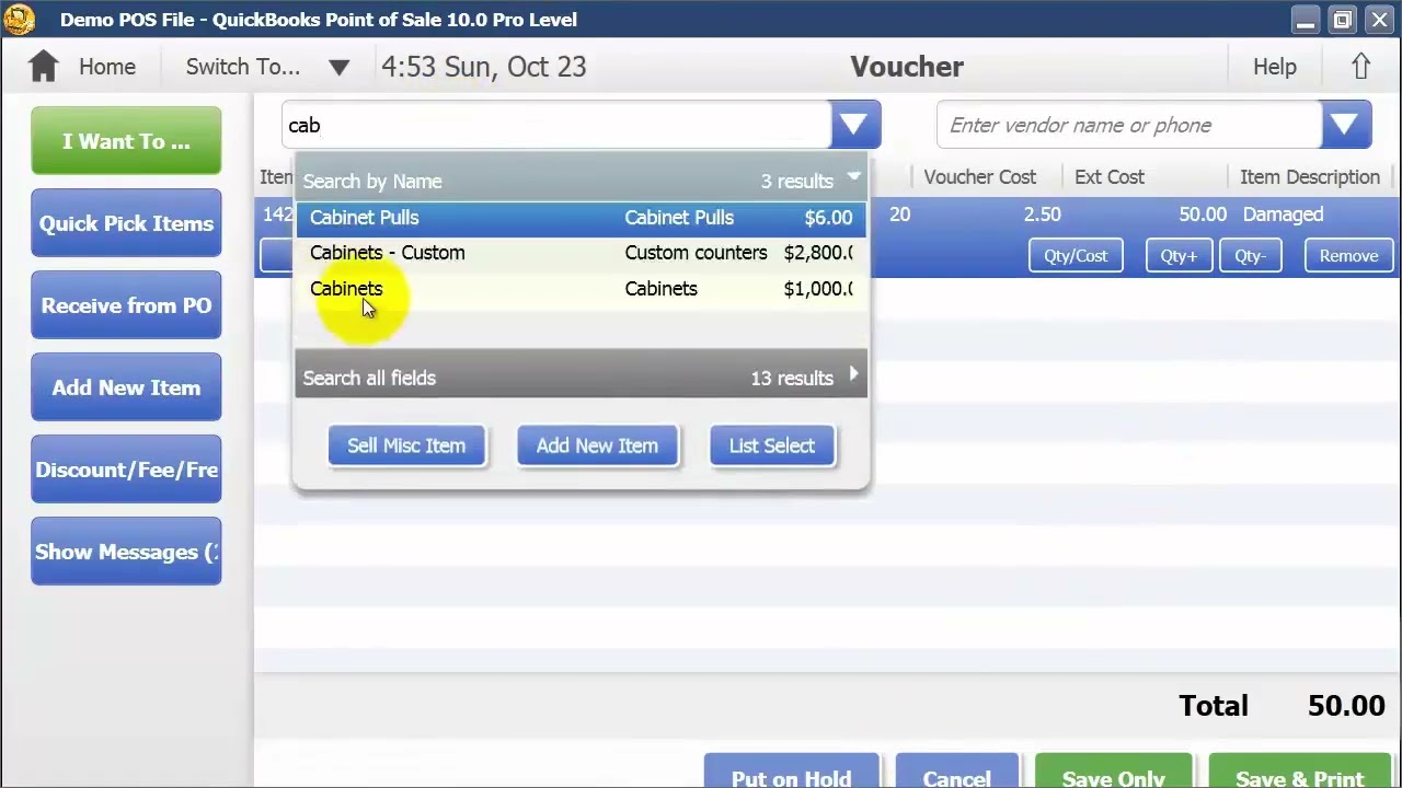 QuickBooks Point of Sale - Receiving Voucher - Receive Items 2013