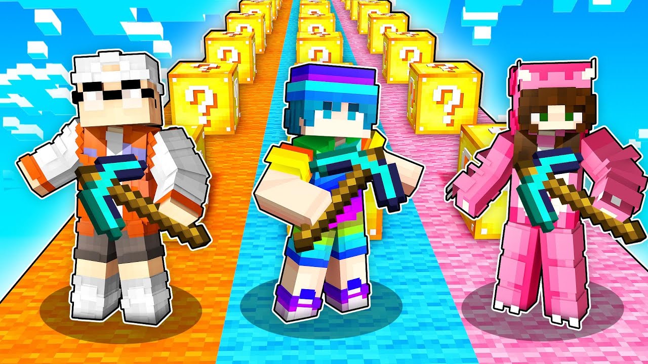 das MEGA LUCKY BLOCK RACE vs Candy & Flauschi in Minecraft