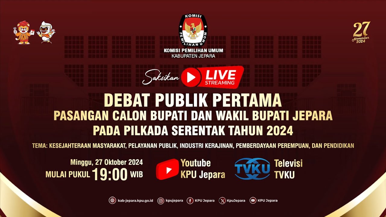 Debat Pertama Calon Bupati dan Calon Wakil Bupati Kabupaten Jepara 2024