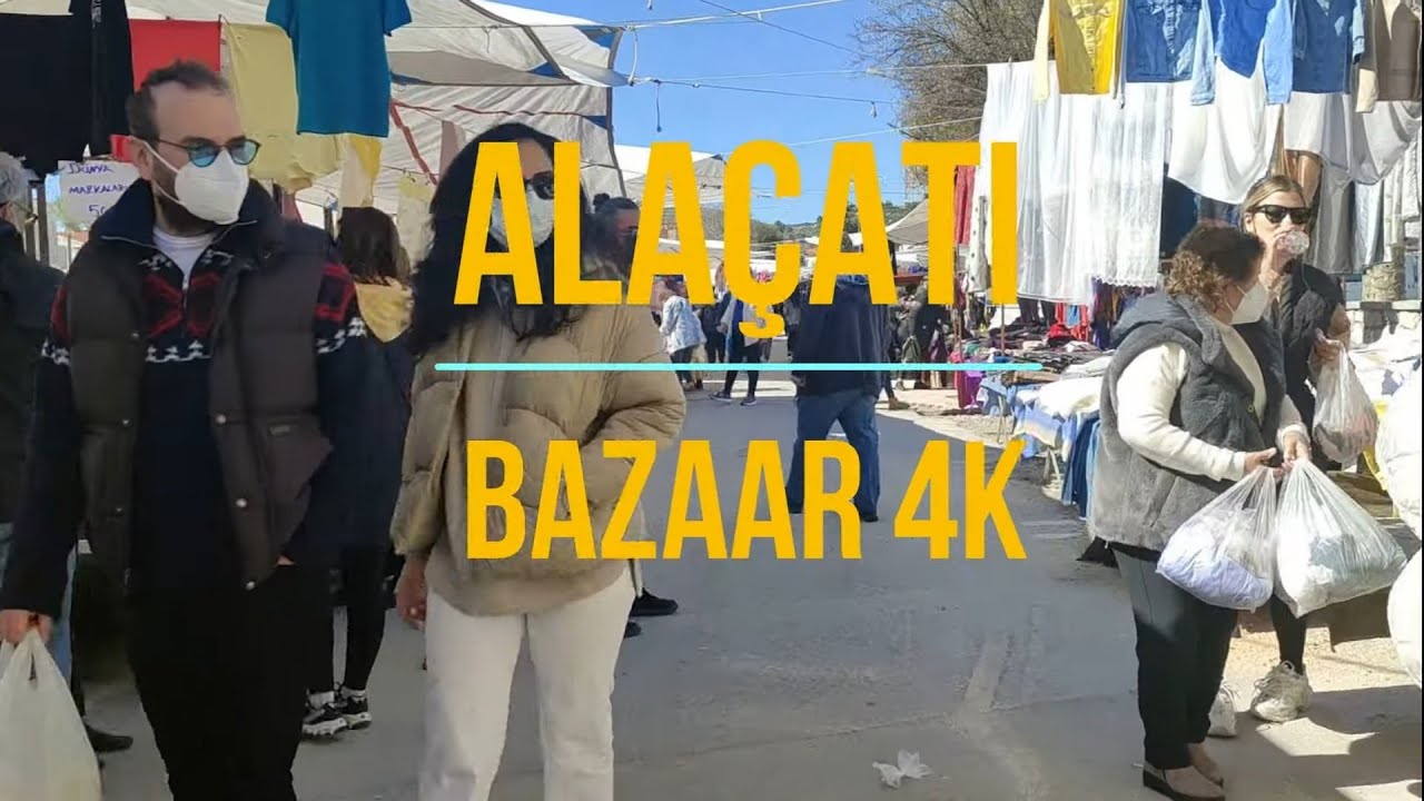 Alaçatı Bazaar Izmir Walking Tour - Çeşme, 19 Feb 2022 - Turkey 4K