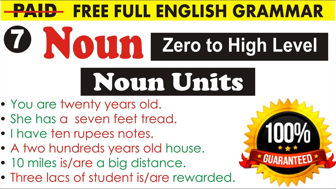 Noun Unit | Noun Number | Free Full Paid English Grammar | Uphaar Classes by Sumit Sir