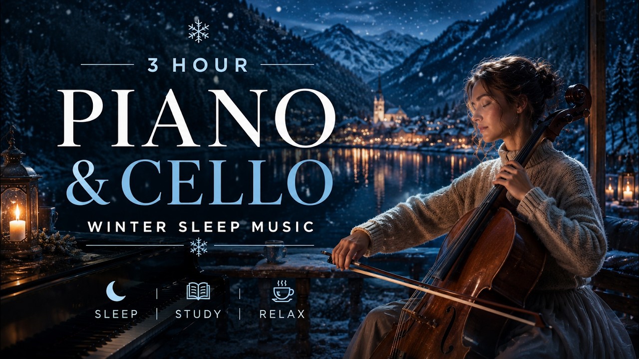 3 Hour Piano & Cello for Sleep & Deep Focus | Winter Instrumental Music