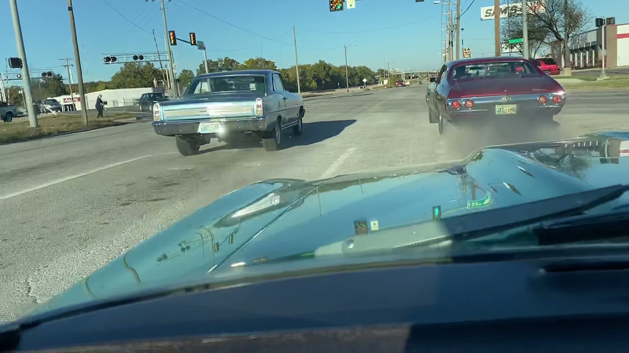 Old school muscle street race  1966 Chevy II VS 1972 chevelle