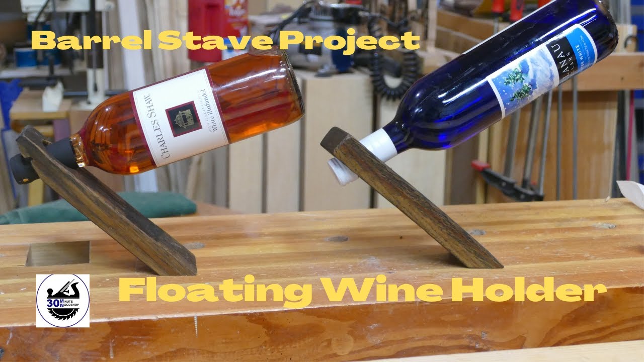 DIY Floating Barrel Stave Wine Holder