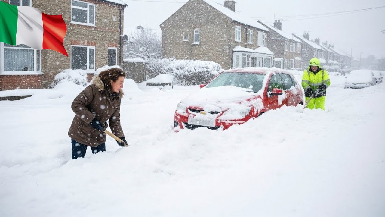 Powerful Snowstorm in Italy! Blizzards Paralyzes Roads Across Cuneo, People Trapped